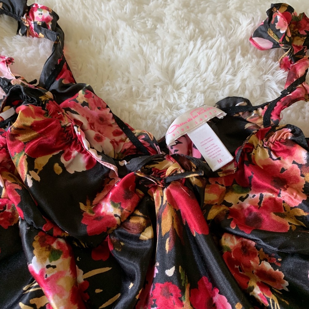 Oscar de la Renta Pink Label black floral nightie